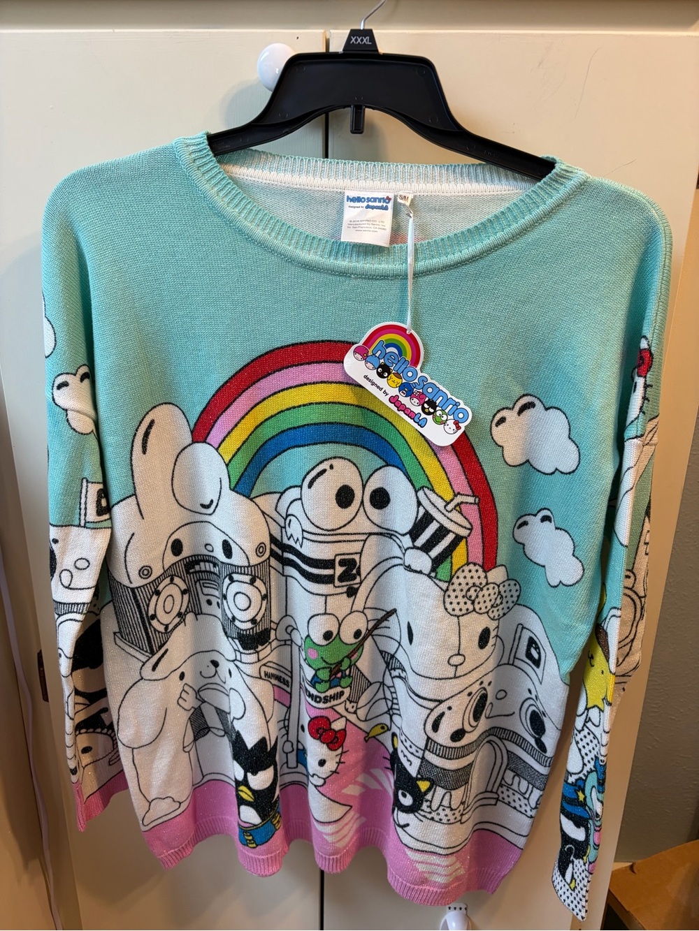 Sanrio Mint & Pink Crewneck Sweater designed by Japan LA
